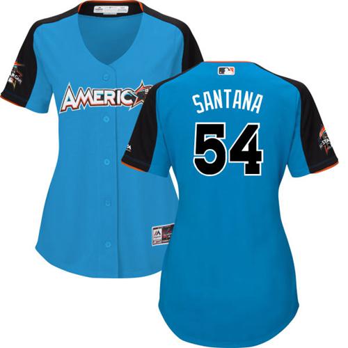 Twins #54 Ervin Santana Blue All-Star American League Women's Stitched MLB Jersey